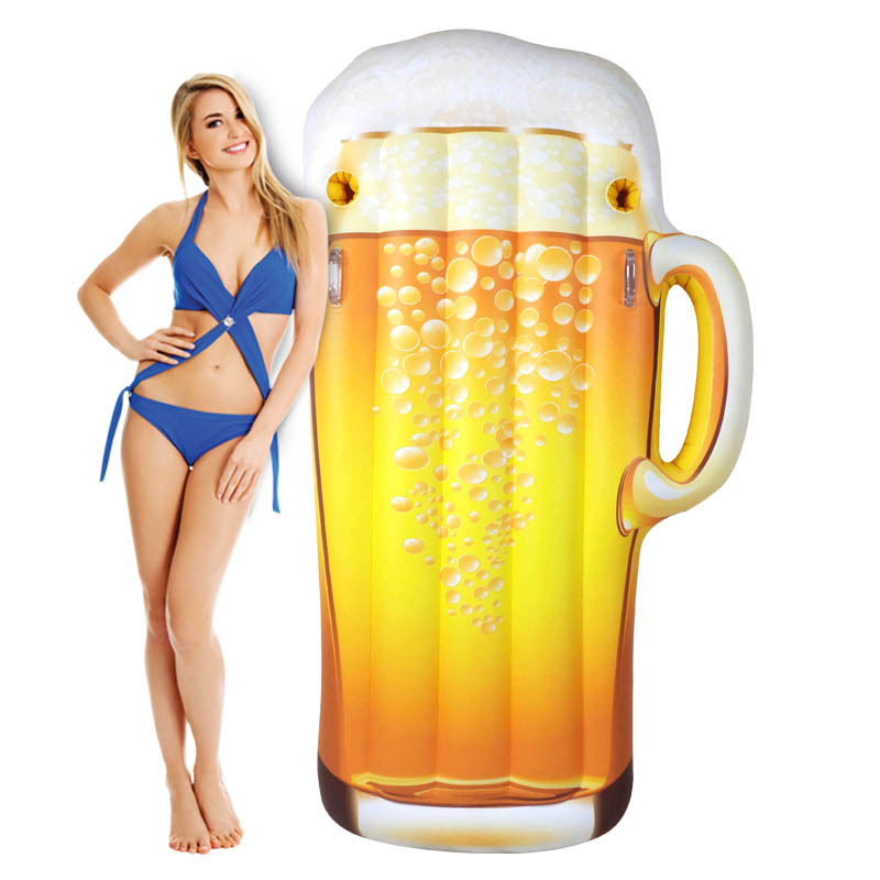 Pool Float Happy Hour Beer Mug Inflatable Ocean Beach 6 FOOT Raft Floating Float