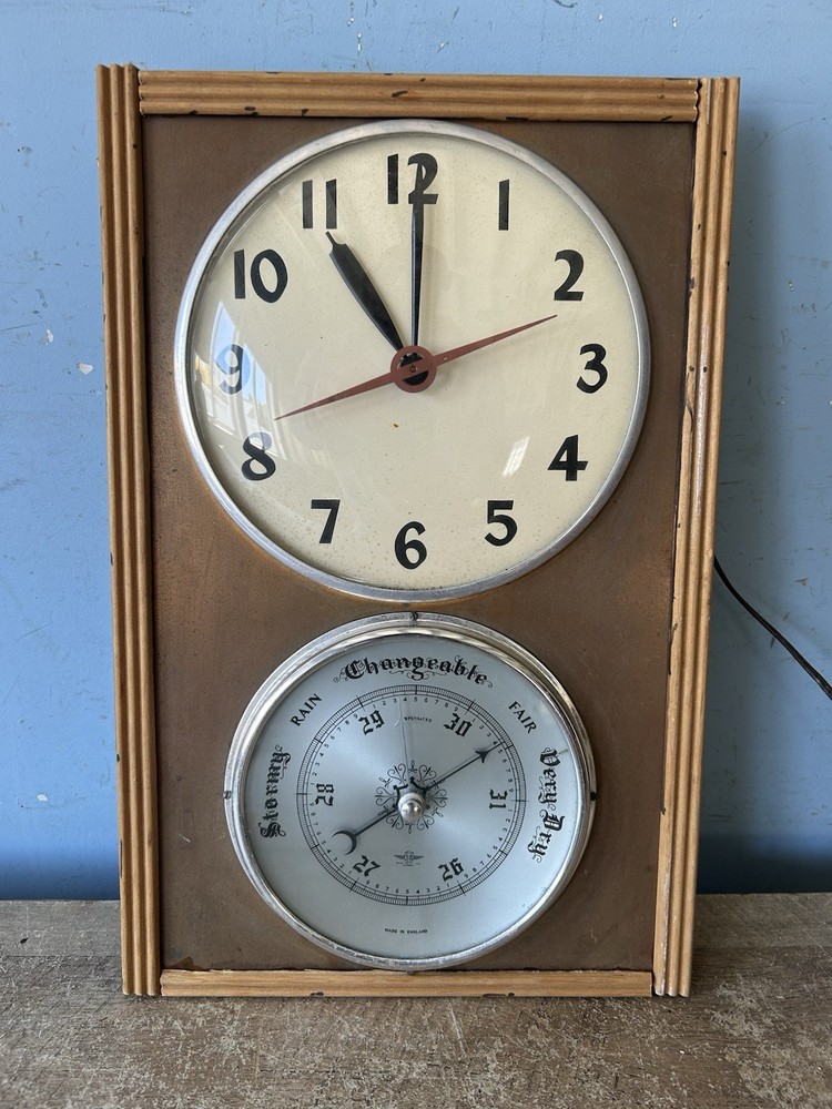 Vintage Ship, Nautical ,Resessed Clock , Barometer