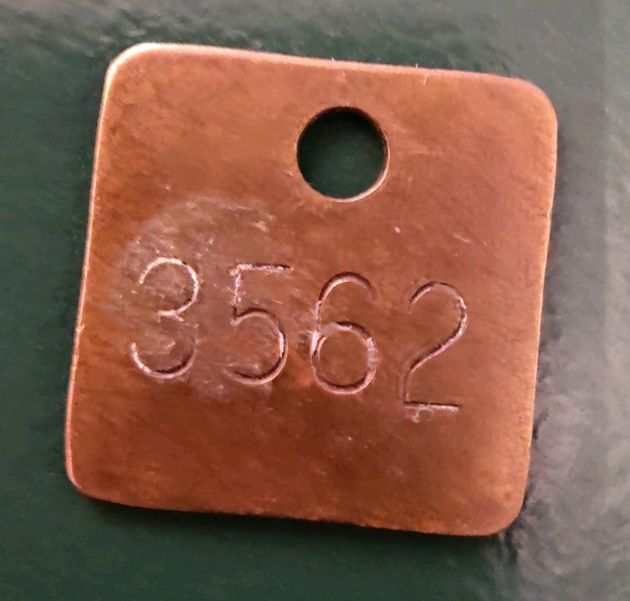 Seafield Colliery Pit Check Tally marked Seafield Colliery 3562