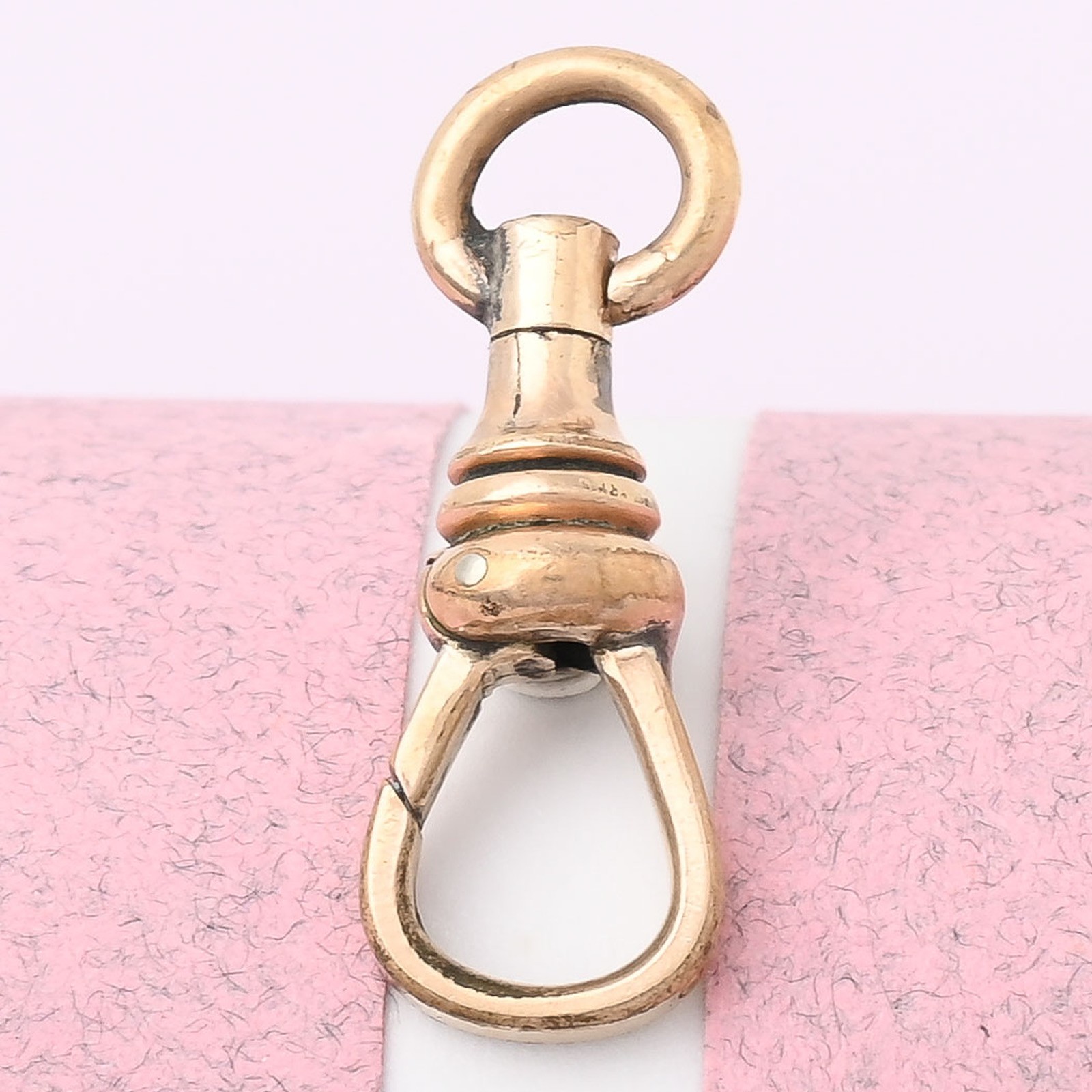 Antique Victorian Large Rose Gold Filled Dog Clip Lobster Clasp 4 Charm Pendant