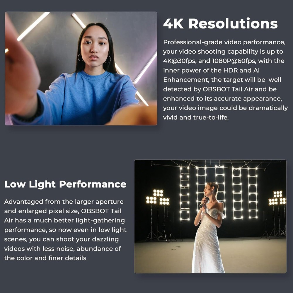 OBSBOT Tail AIR NDI Streaming PTZ Camera Smart RC Controller 4K AIPowered Webcam