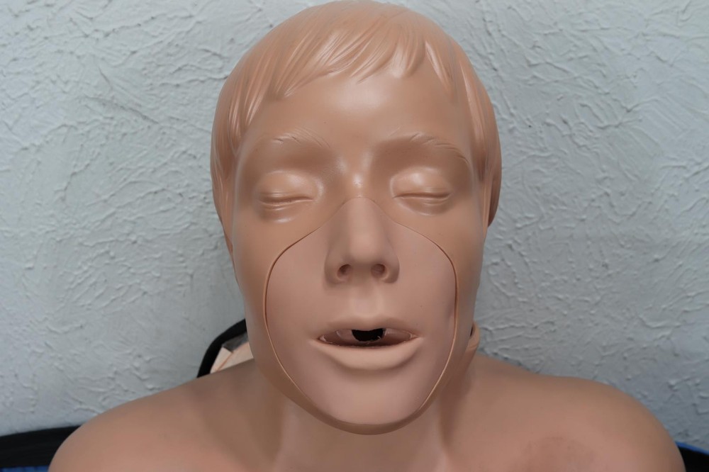 CPR Trainer Manikin EMS Nursing First Aid Training Used 3 Face Replacements