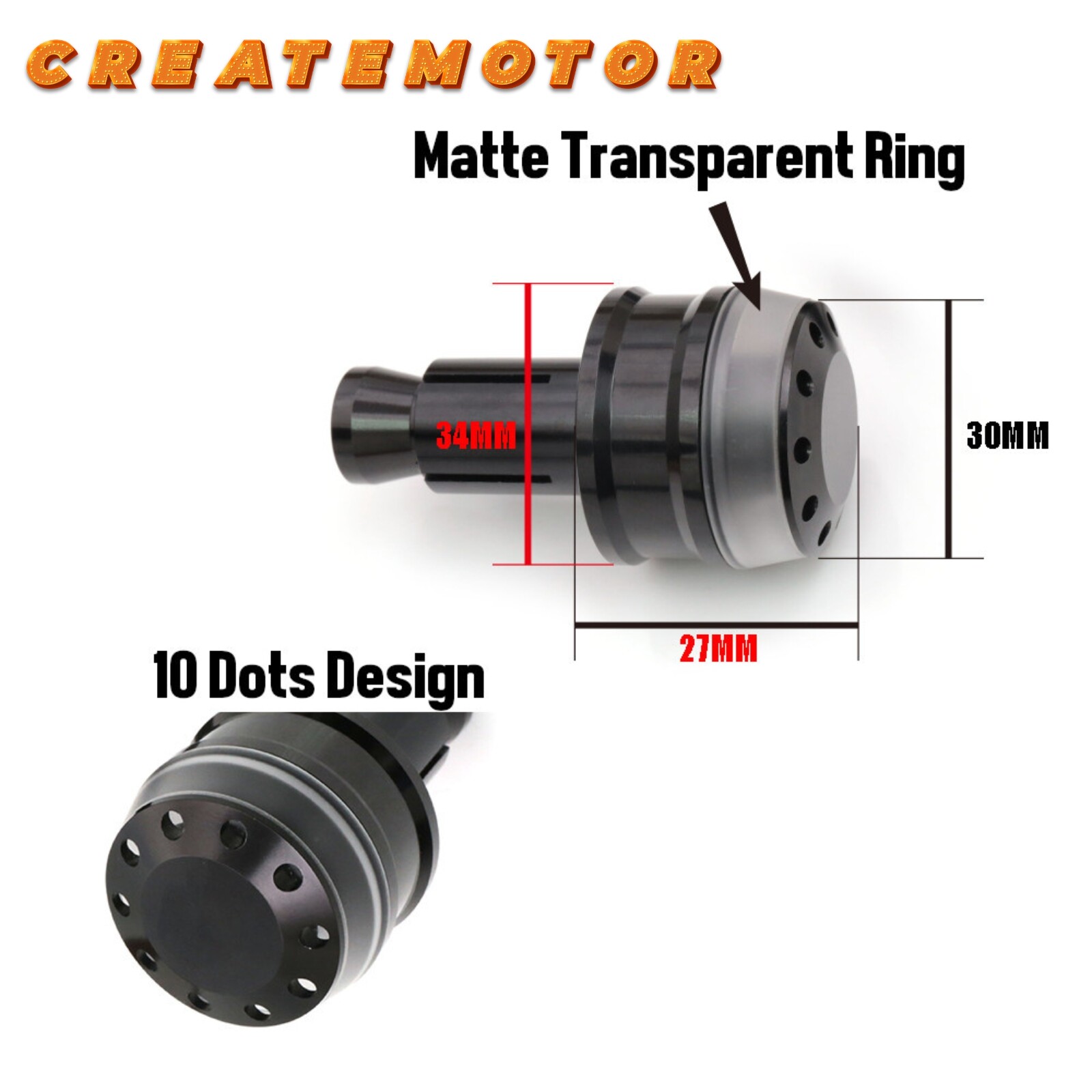 Motorcycle LED Bar End Lights | Amber Turn Signal Indicators | Black Finish