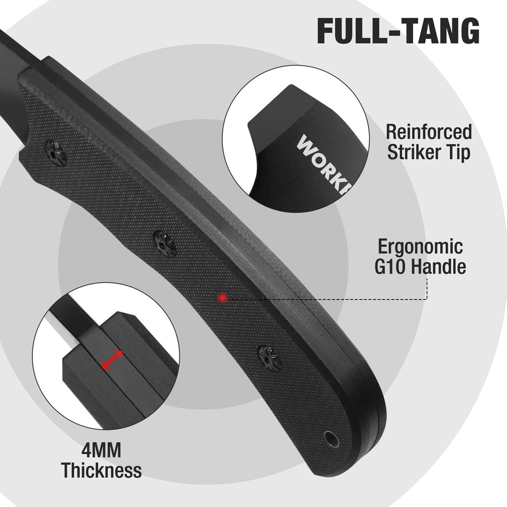 WORKPRO Hunting Knife Hatchet Axe Combo Set Full Tang Fixed Blade Tactical Knife