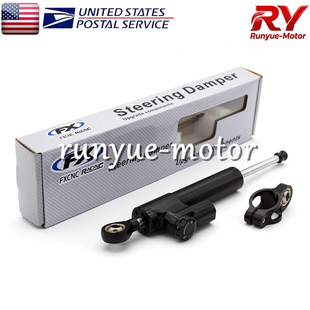 255mm Adjustable Motorcycle Steering Damper Stabilizer Linear Control Universal
