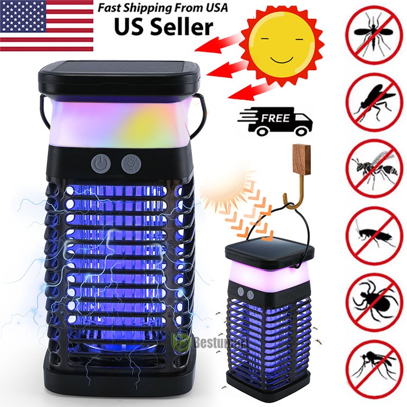 Solar USB Mosquito Insect Killer Zapper LED Light Fly Bug Trap Pest Control Lamp