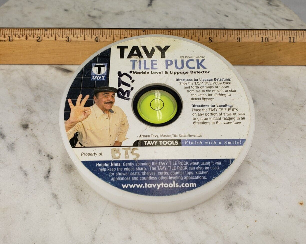 Tavy Two-Sided Tile Puck - Lippage Detector Marble Level Tool - Ceramic Slide