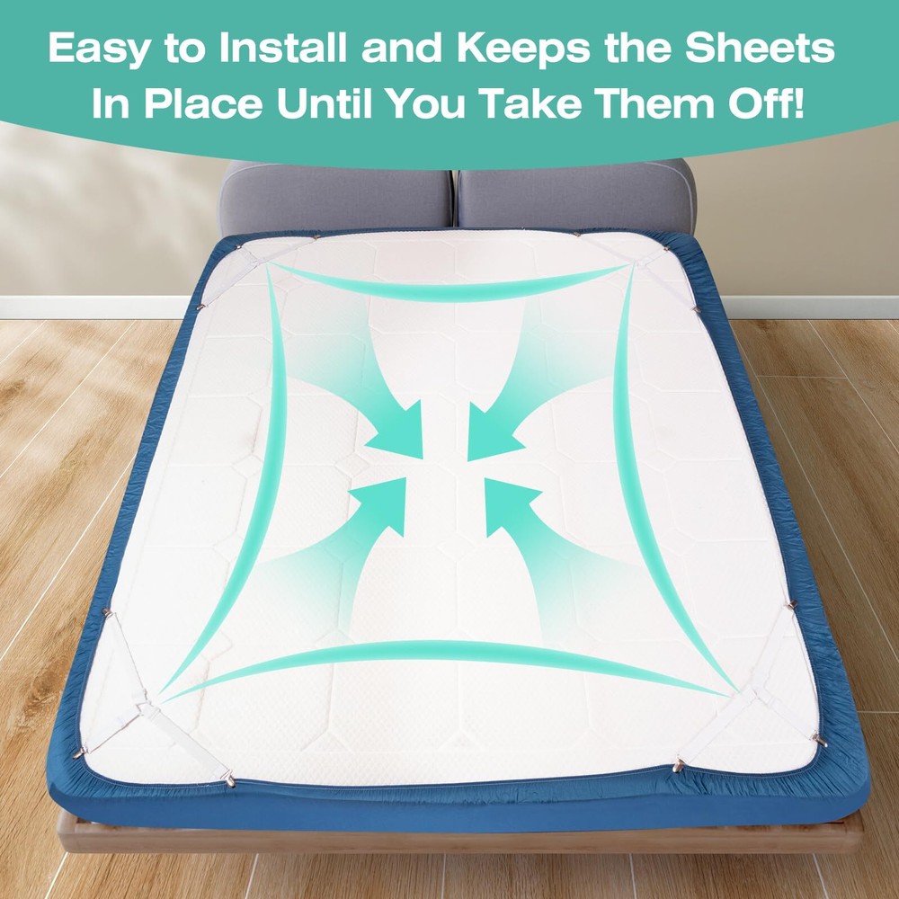 Bed Sheet Straps 4 Pcs Bed Sheet Holders Fitted Sheet Clips Adjustable