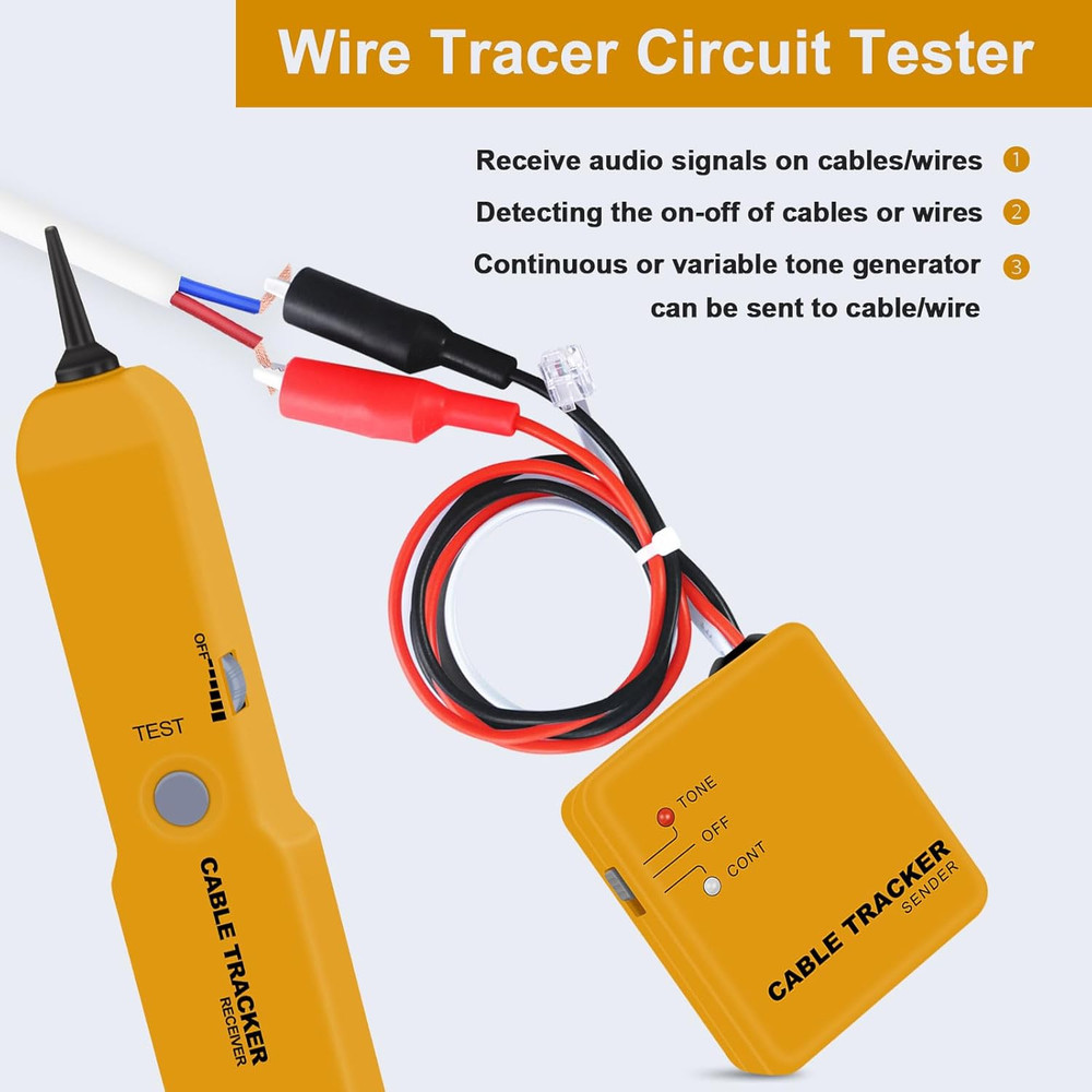 Wire Toner Cable Tracer Kit High Accuracy Network Cable Tester with Inductive Am