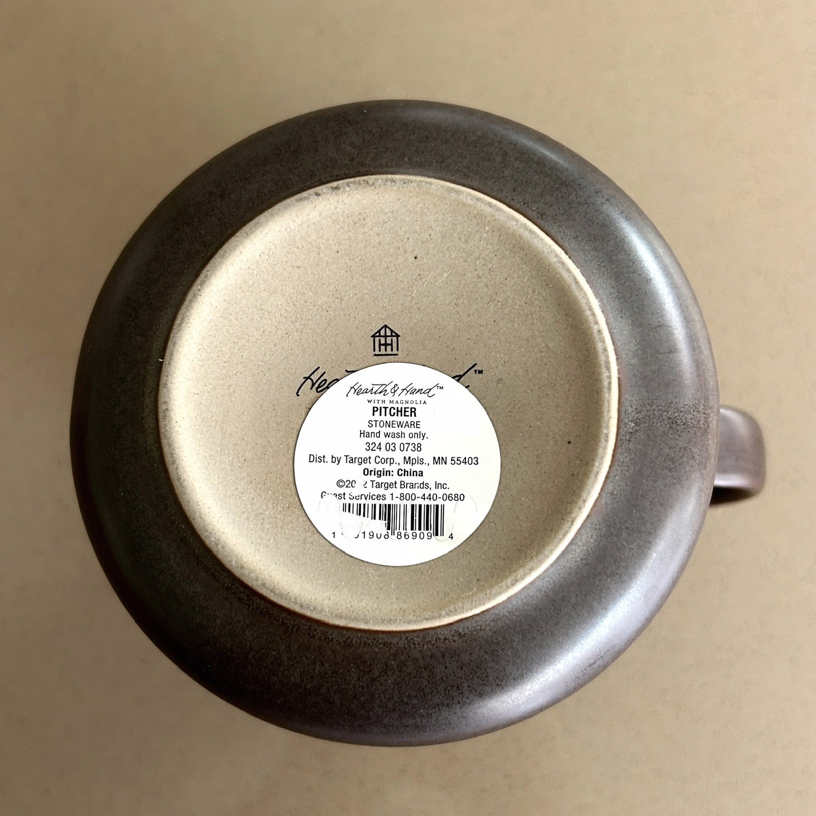 New With Tags Hearth & Hand Magnolia Stoneware Pitcher 2‑Qt Brown Reactive Glaze