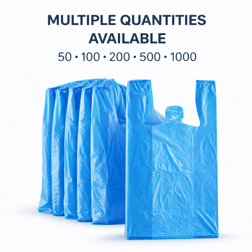 Blue T-Shirt Grocery Bags 1/6 Large 21x6.5x11.5 0.51 Mil Plastic Bulk