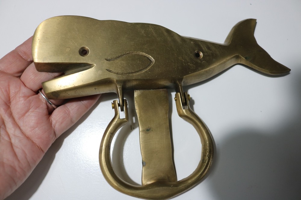 Vintage Brass Whale Door Knocker