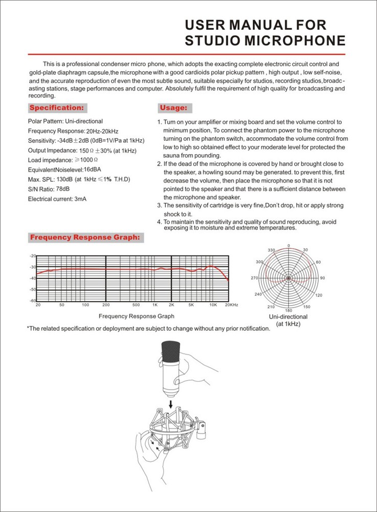 Studio Cardioid Microphone Condenser Microphone Kit For Recording Broadcasting
