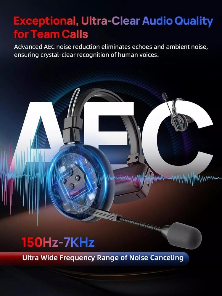 Synco Xtalk X5 2.4G Full-Duplex Headset Wireless Intercom System With 5-Person