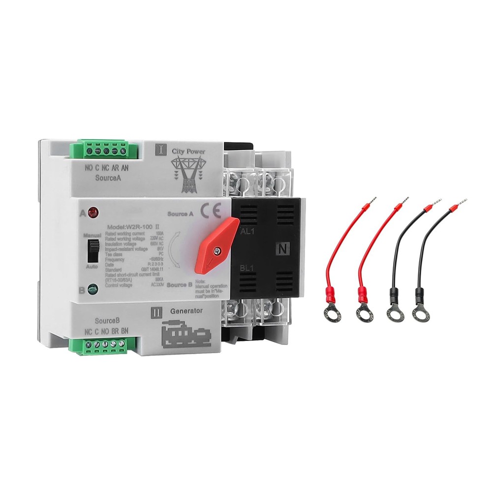 100Amp AC220V Automatic/Manual Transfer Switch 2P 50/60Hz, 2POLE 100A Mini AT...