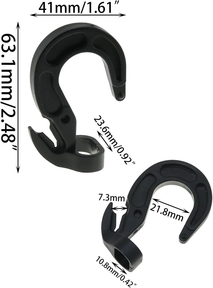 20PCS Black Plastic Adjustable Hooks Elastic Rope Binding Rope Hook Bungee Ro...