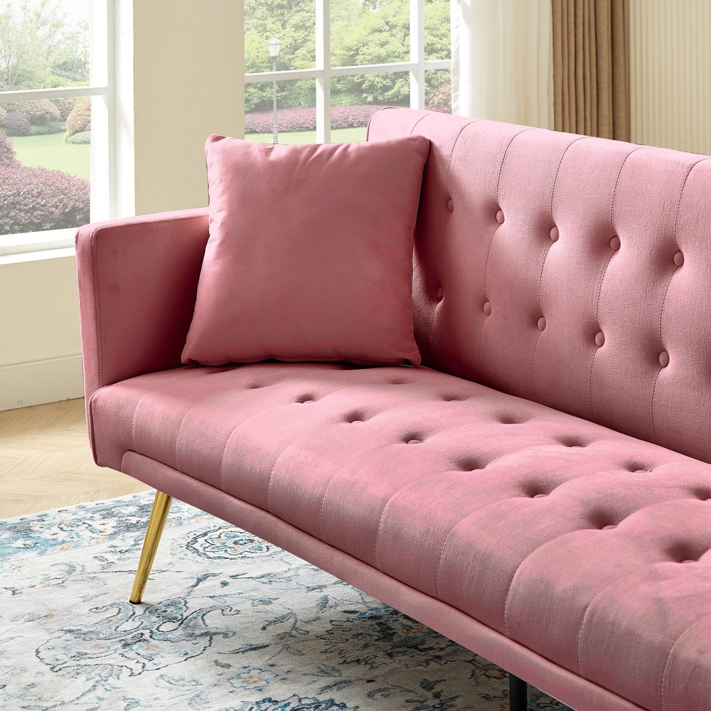Velvet Futon Sofa Bed,Adjustable Convertible Folding Sleeper Couch Bed