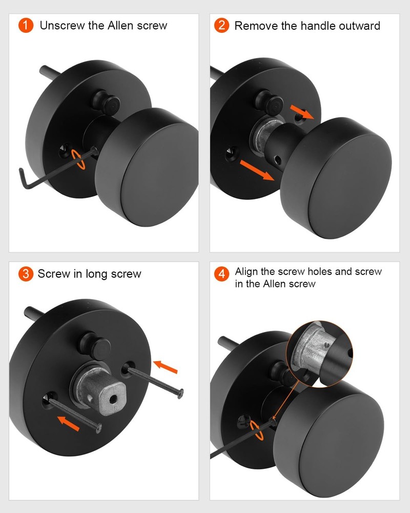 Haidms 6 Pack Matte Black Door Knobs Privacy for Bedroom 6 Pack,