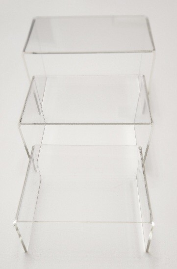 1 Case - 10 Sets - Agaci Clear Display Risers - 3 Per Set - Nesting Risers.