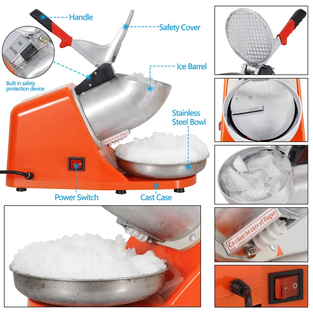 4PCS Ice Shaving Crusher Machines Sharp Blade Ice Maker for Home Kitchen Orange