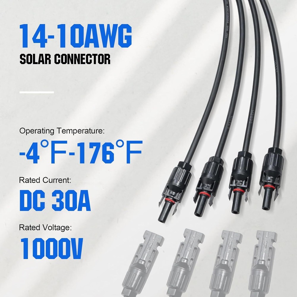 1 Pair Solar Y Branch Connectors 1 to 3 Connector Parallel Panel Cable Wire Plug