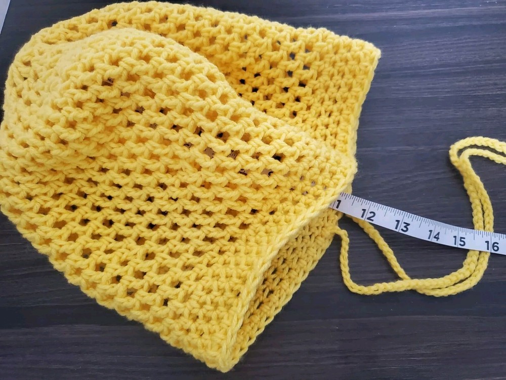 Handmade Yellow Crochet Dreadlock Tam with drawstring Slouchy Hat