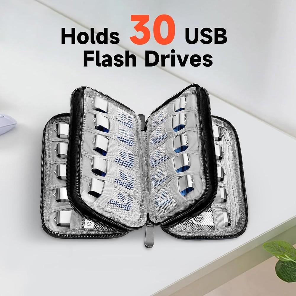 USB Flash Drive Case Organizer Holds 30 Pcs, Black