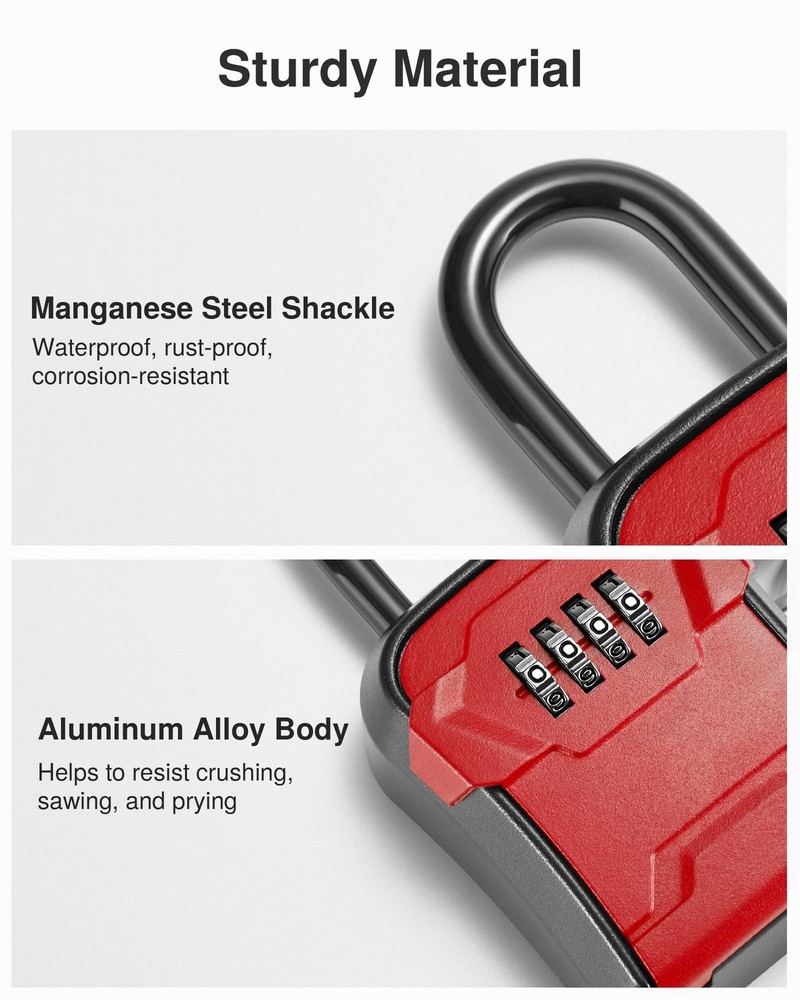 Lock Box Key Lock Box Wall Mount & Portable Combination Lockbox with Resettab...