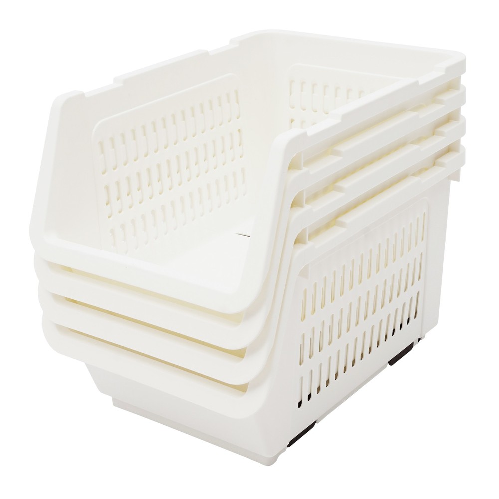 4-Piece Stackable Storage Baskets Set for Organizing