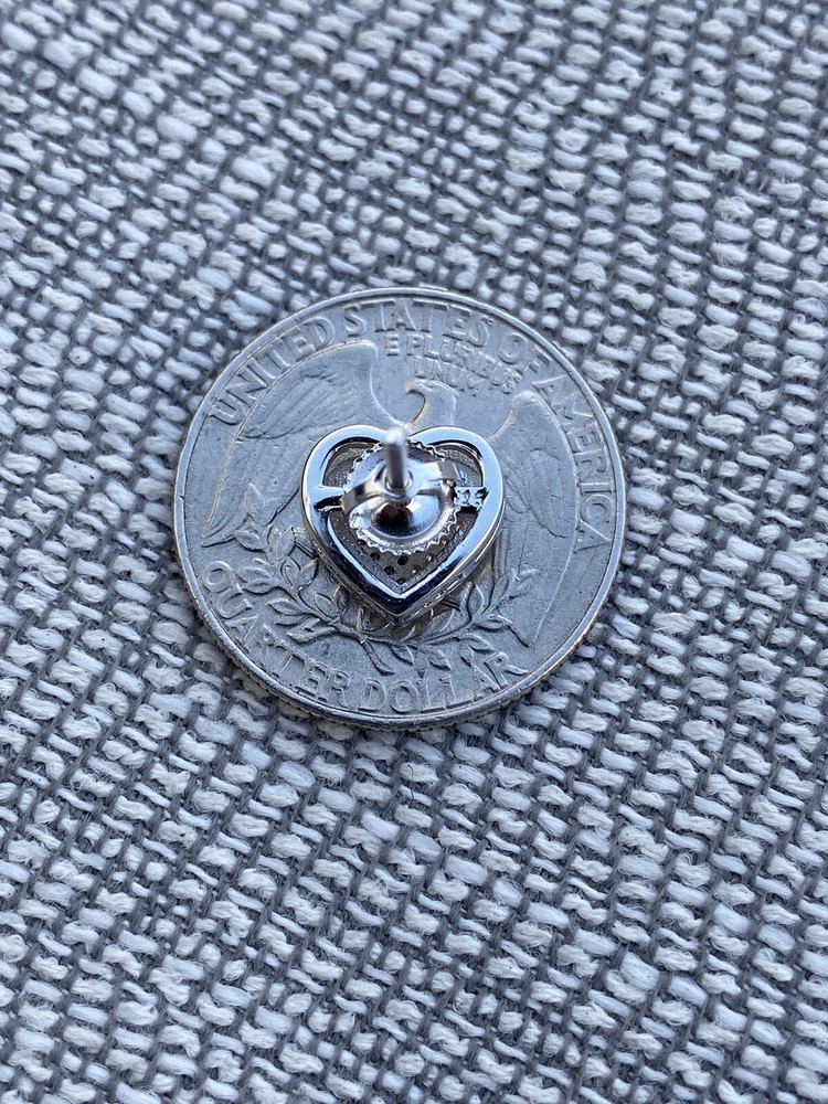 Solid 925 Sterling Silver Iced Heart Stud Earrings Moissanite Pass Diamond Test