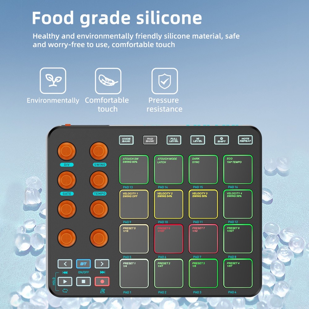 16 RGB Pads Wireless MIDI Controller For Beginners FDMK