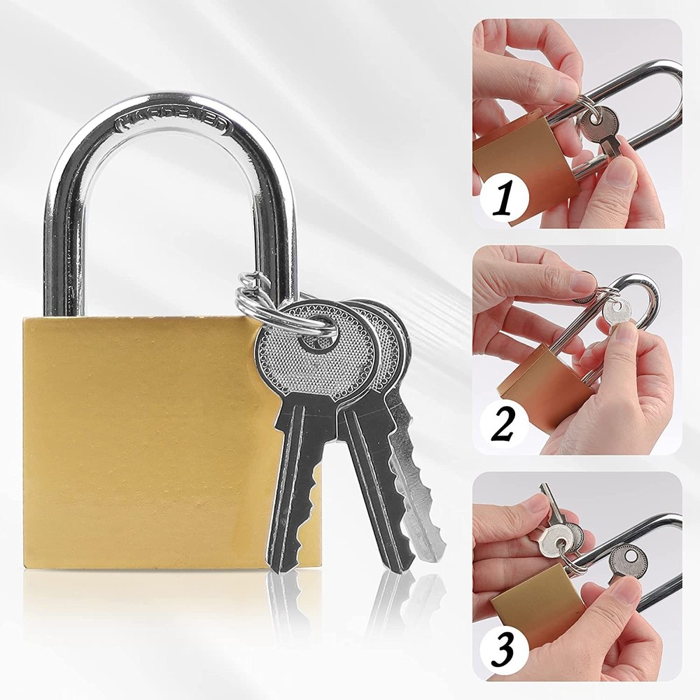 2 Pcs Small Keyed Padlocks, Locker Lock, Locks with Keys 32mm, Gold, Compact,...