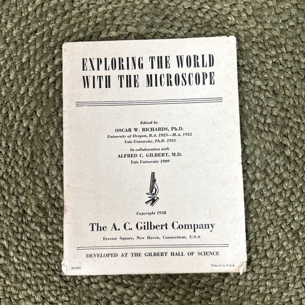 A C Gilbert Exploring The World With Microscope Pamphlet Instruction Book 1938