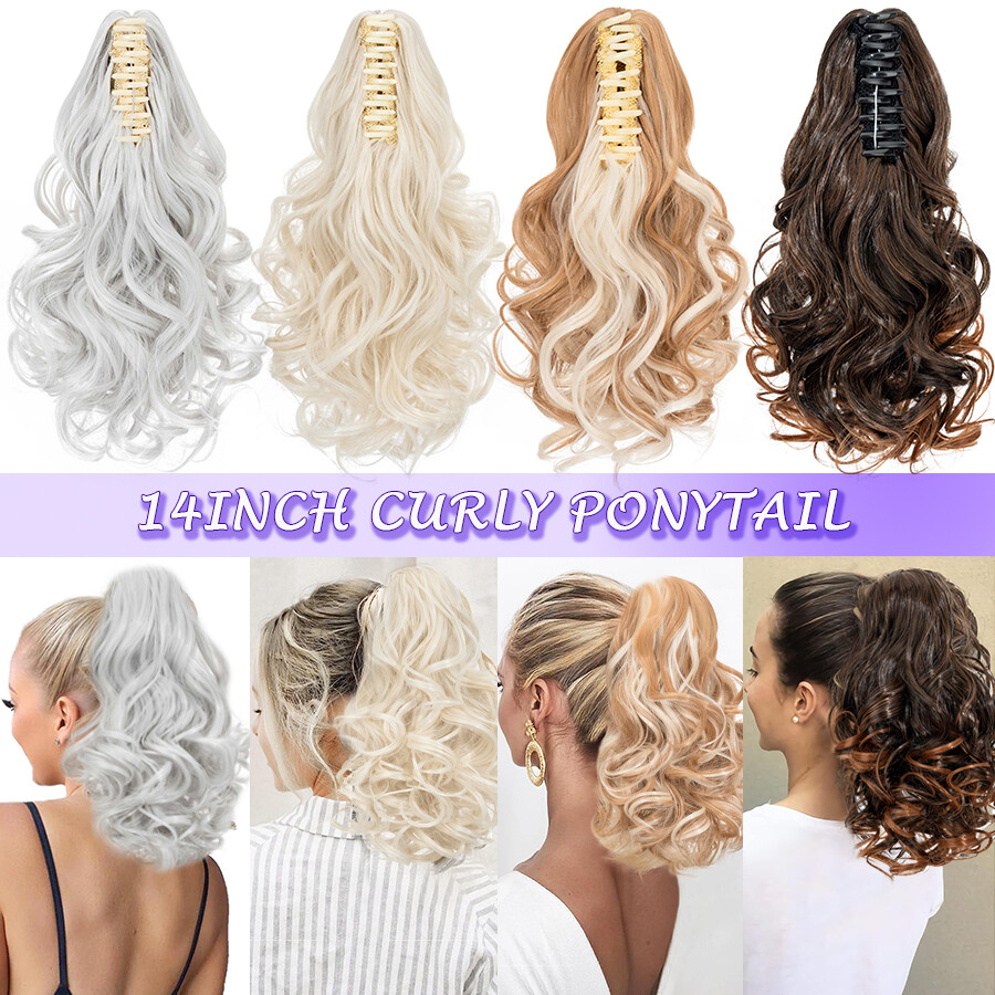 14" Short Claw On Ponytail Hair Extensions Natural Clip Pony Tail Thick As Human