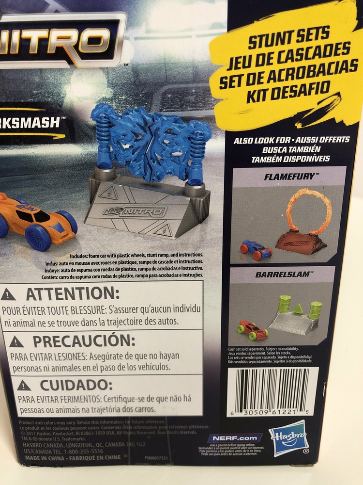 Hasbro Nerf Nitro Sparksmash Stunt Set Foam Car Plastic Wheels E1270