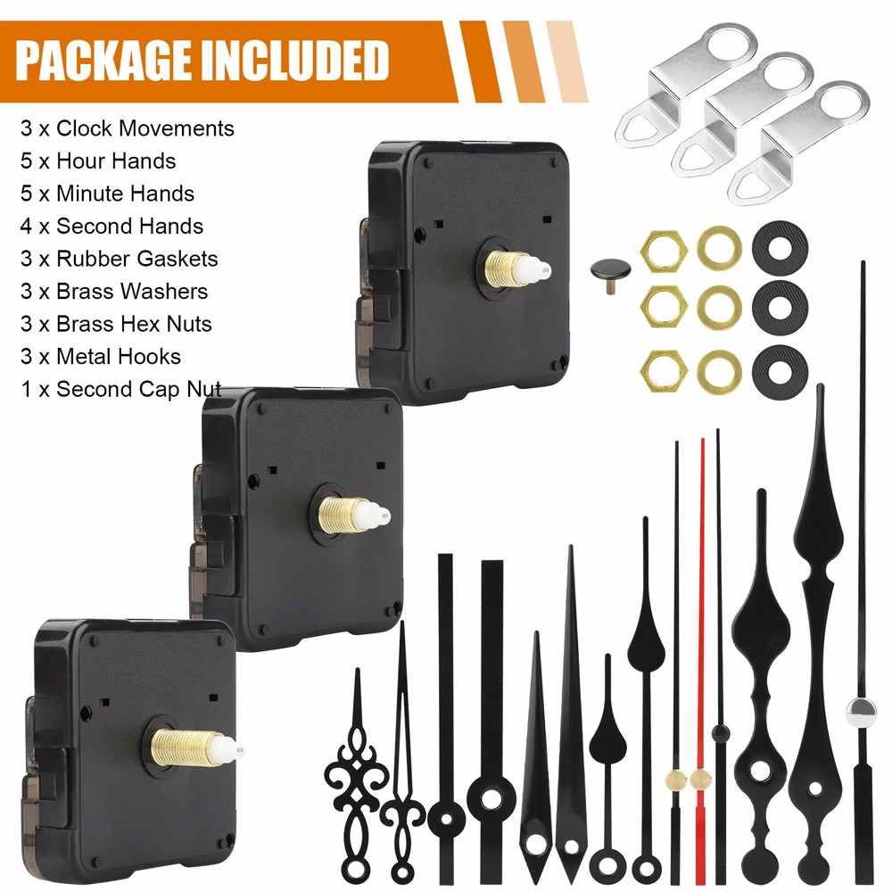 Replacement Silent Quartz Clock Movement Mechanism Battery Powered Hand Tool Kit