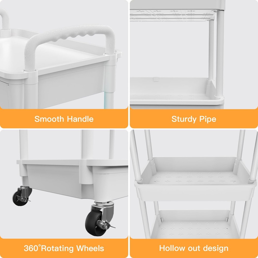 4 Tier Rolling Utility Cart with Drawer Multifunctional Storage Organizer