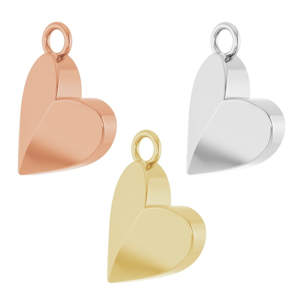 10K 14K 18K Solid Gold, Platinum & Sterling Silver Heart Dangle