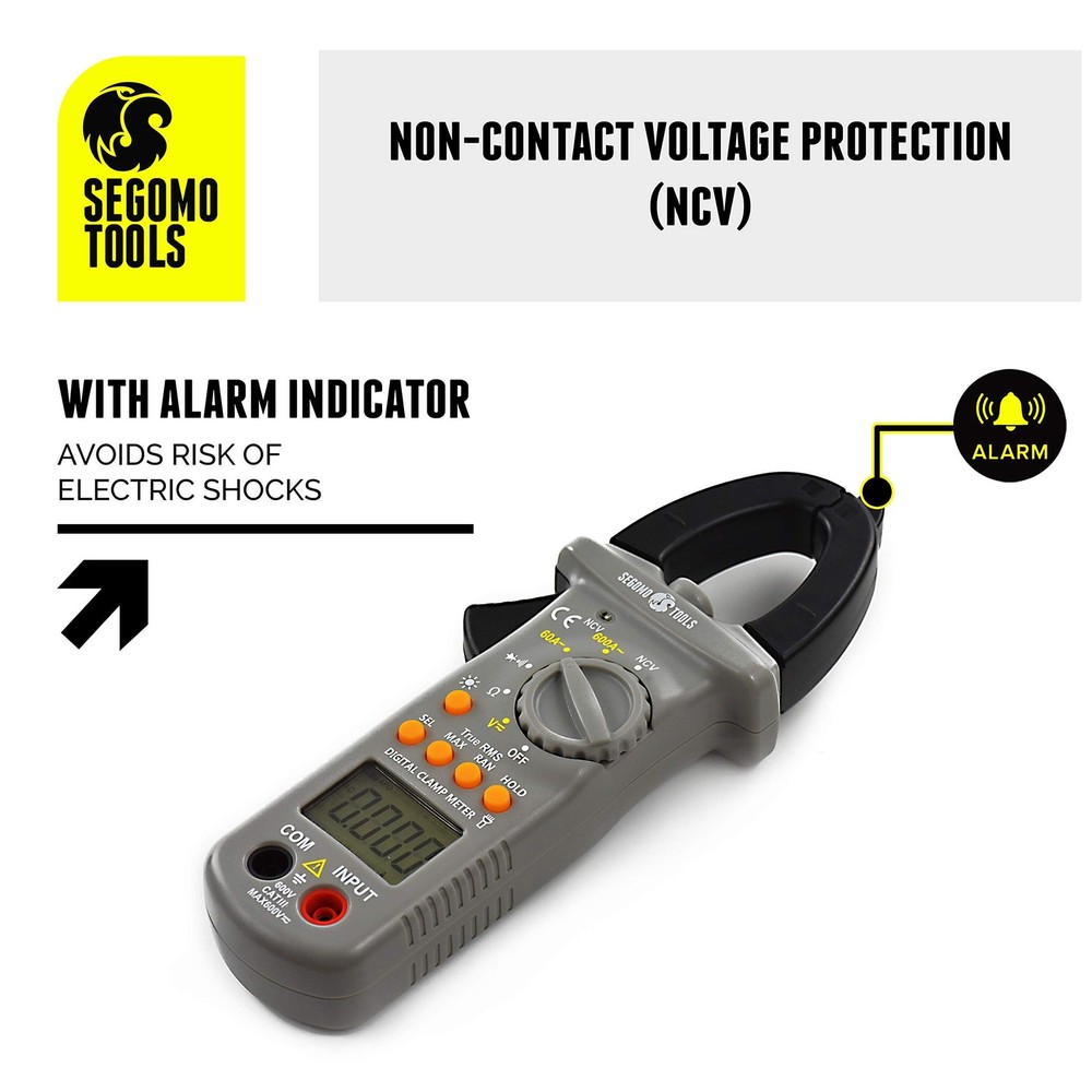 Segomo Tools TRMS 6000 Count Clamp Meter - AC Voltage & Current, Re... Fast Ship