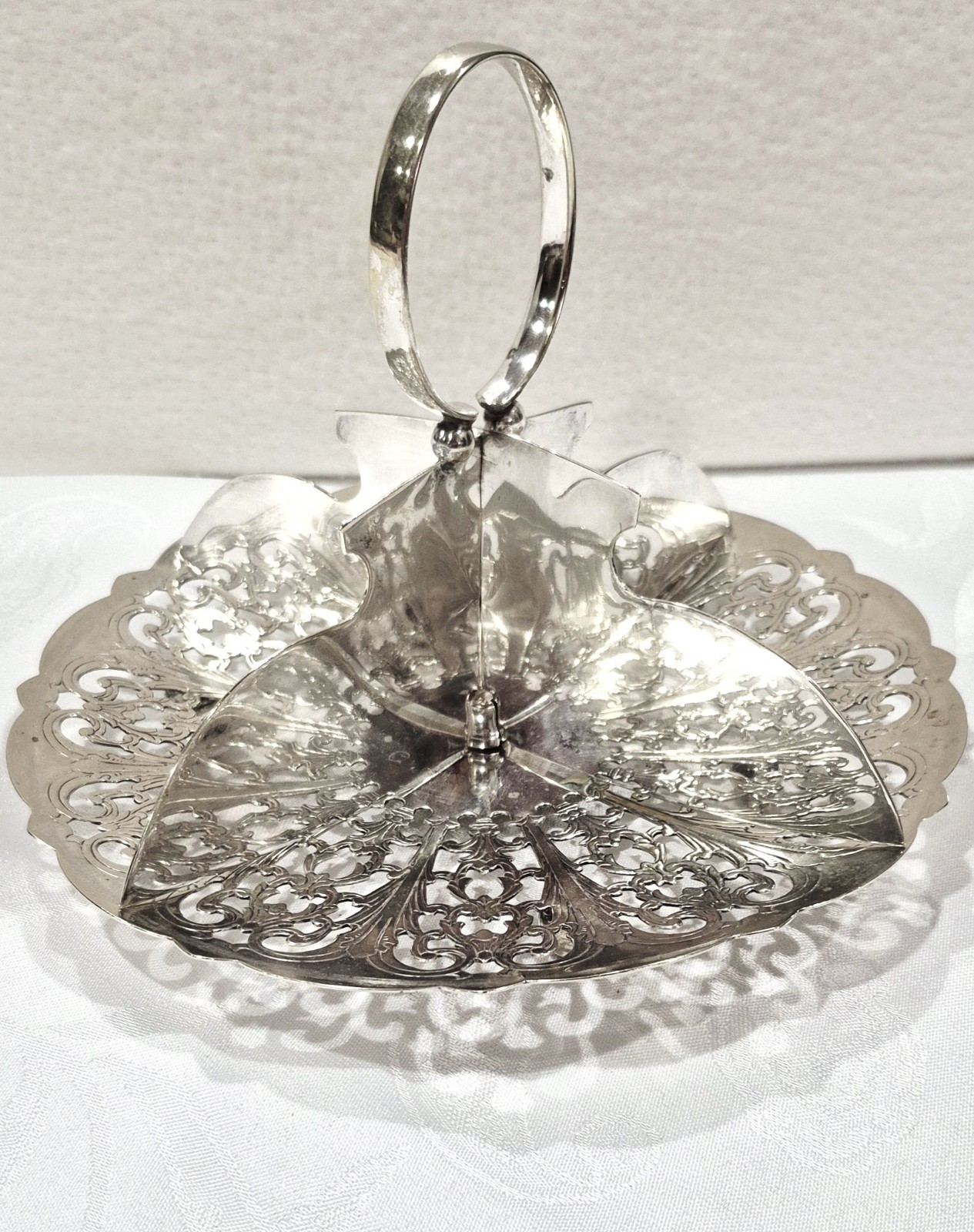 Antique VTG Quartered Silver Plated Appetizer Dessert 9" Serving Dish Hallmarks