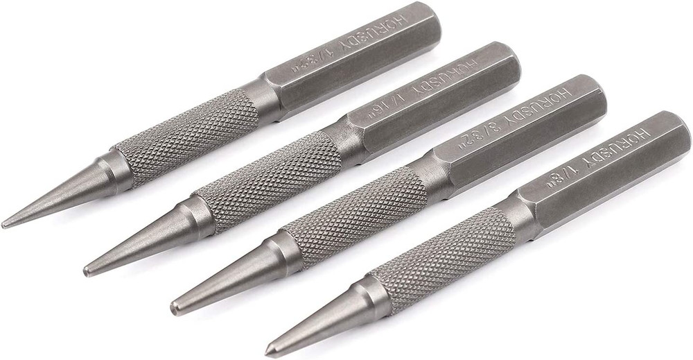 4-Piece Nail Setter Punch and Center Punch Set
