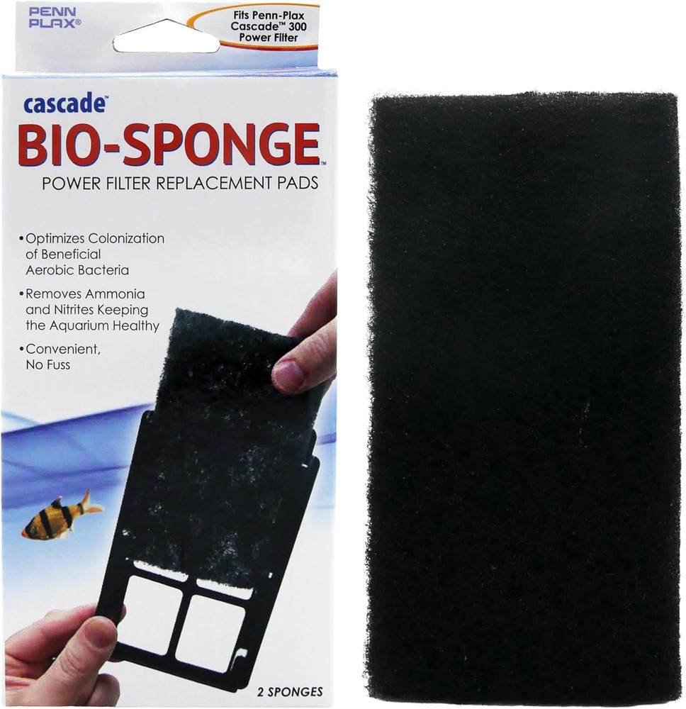 Cascade 300 GPH Hang On Filter Aquarium Bio Sponge Replacement; 2 Pac