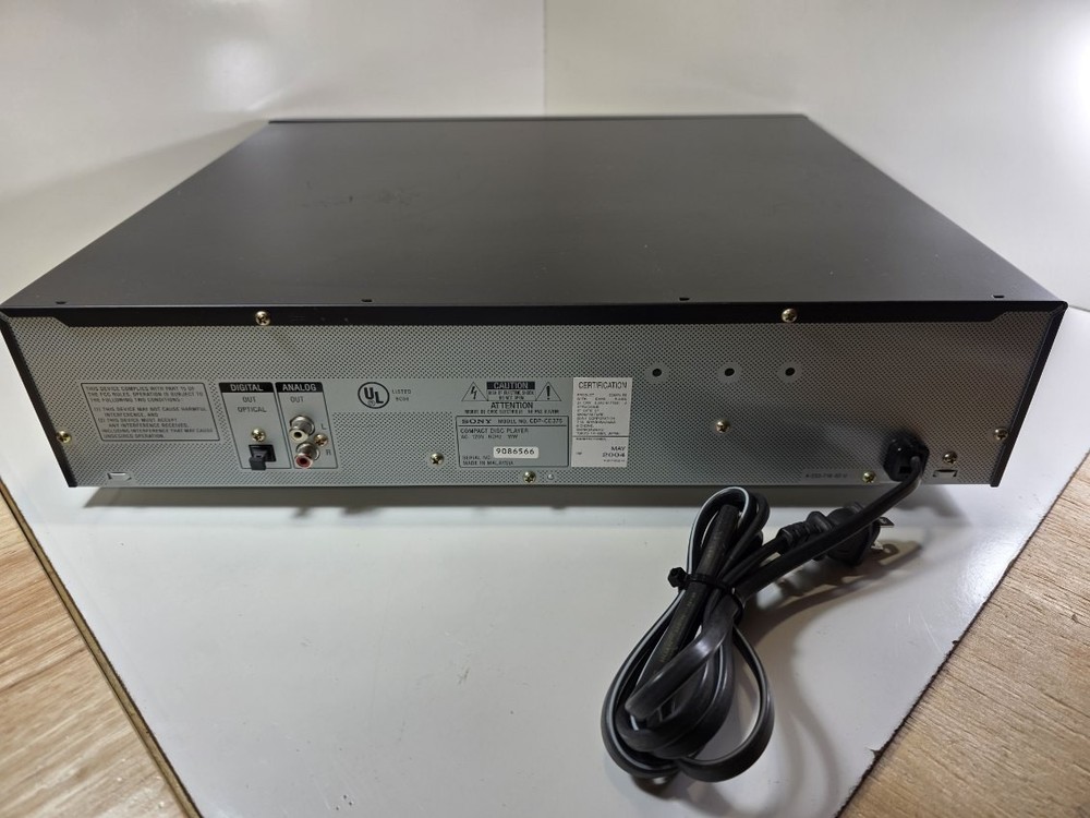 Sony CD Player 5 Disc Changer CDP-CE375 Black Optical Digital Output