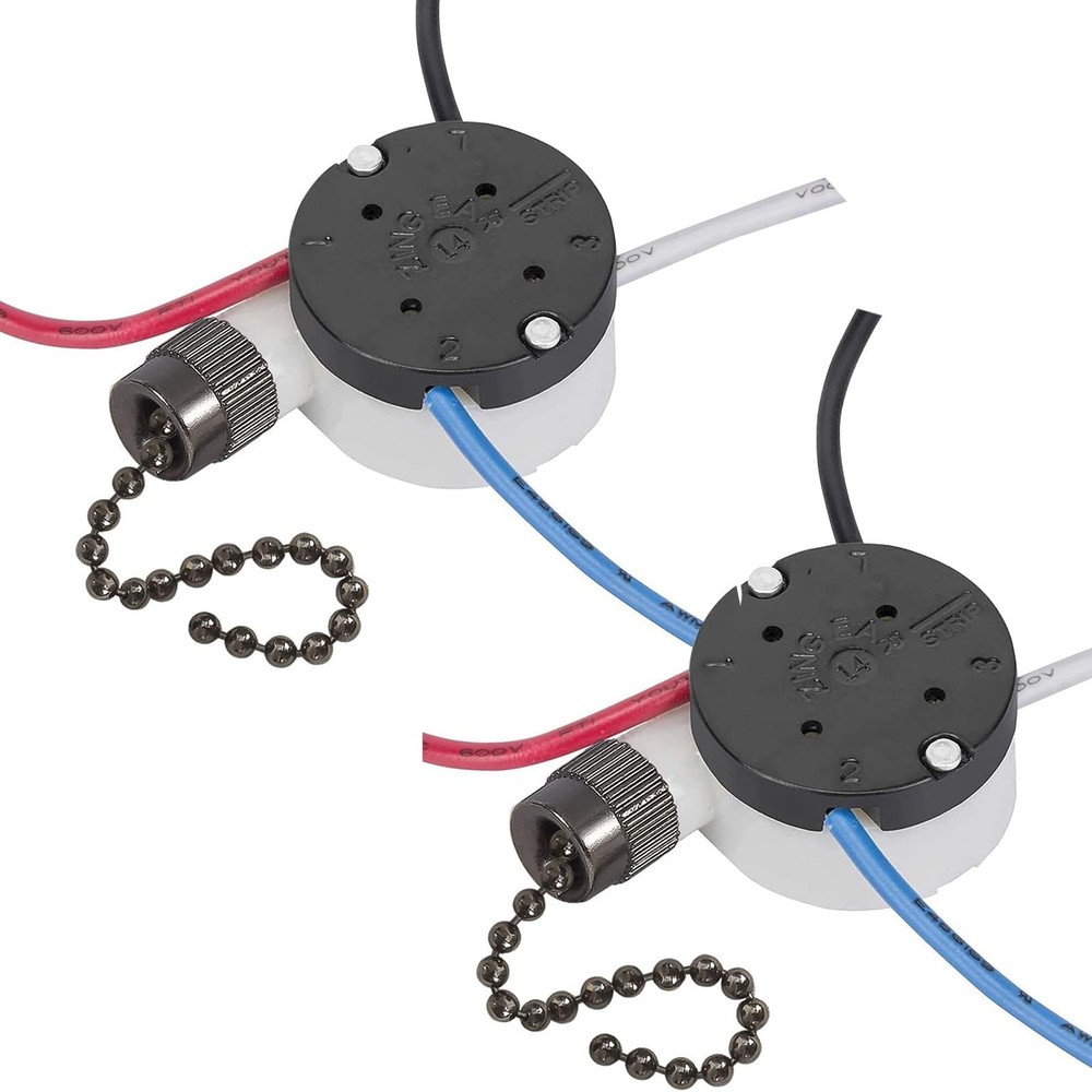 2PS Ceiling Fan Switch Zing Ear ZE-208s E89885 3 Speed 4 Wire Pull Chain Swit...