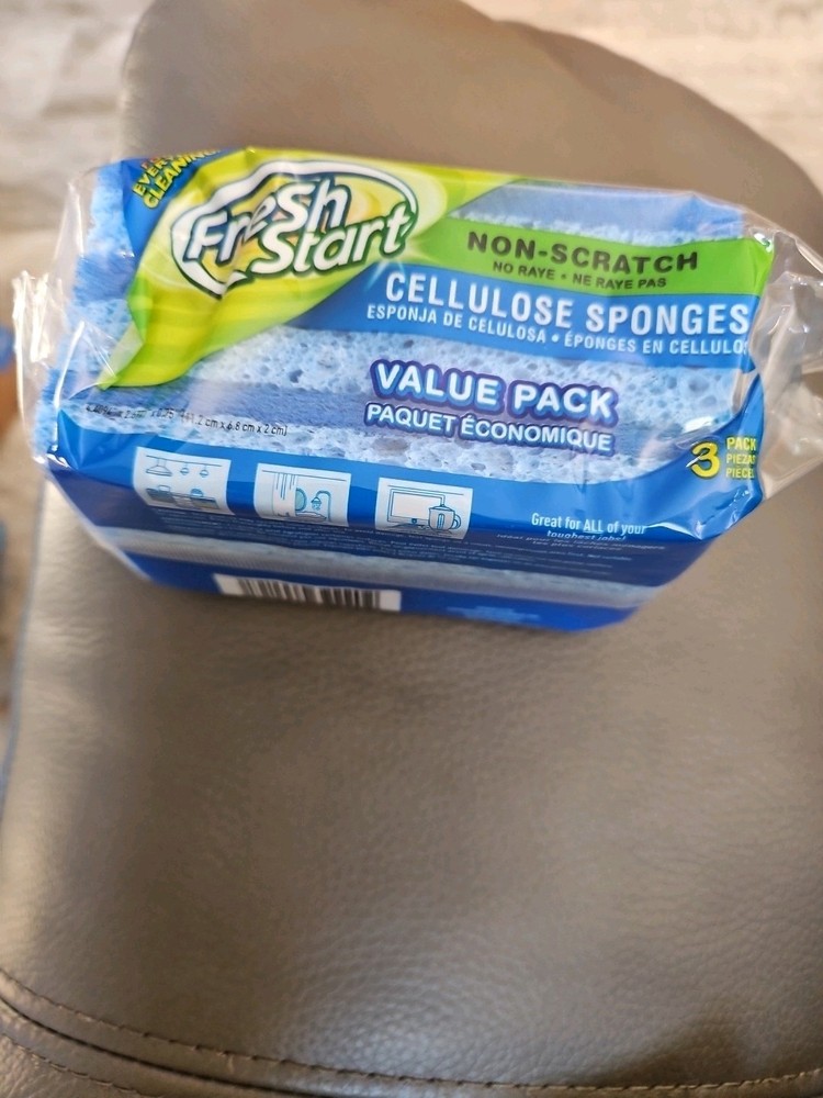 Fresh Start Non-Scratch Cellulose Sponges Value Pack, 3 Count