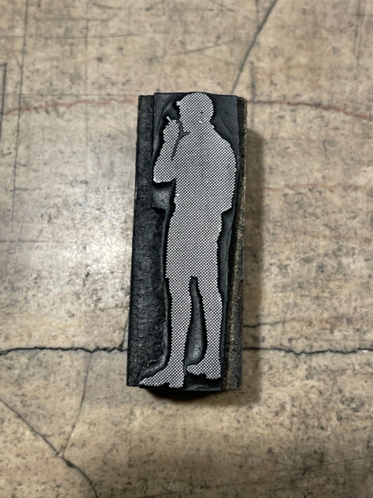 Printing Letterpress Printers Block Halftone Pattern Man Smoking (2188)