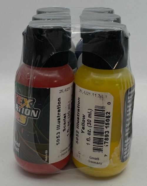 Createx Illustration Colors Water Based Acrylic Paint, Primary Set