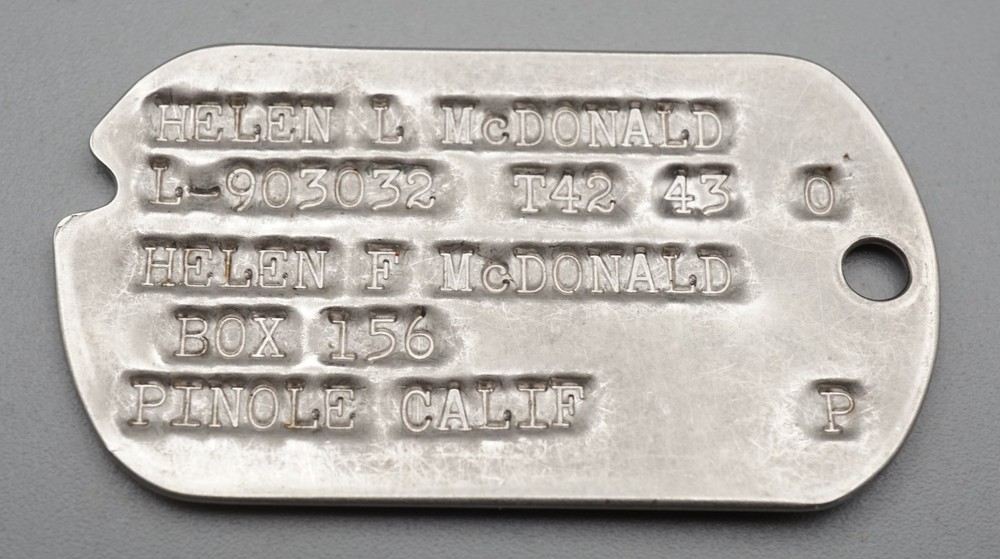 WWII 1942-43 Women's Army Corps Nurse Officer Dog Tag W/ California NOK Address