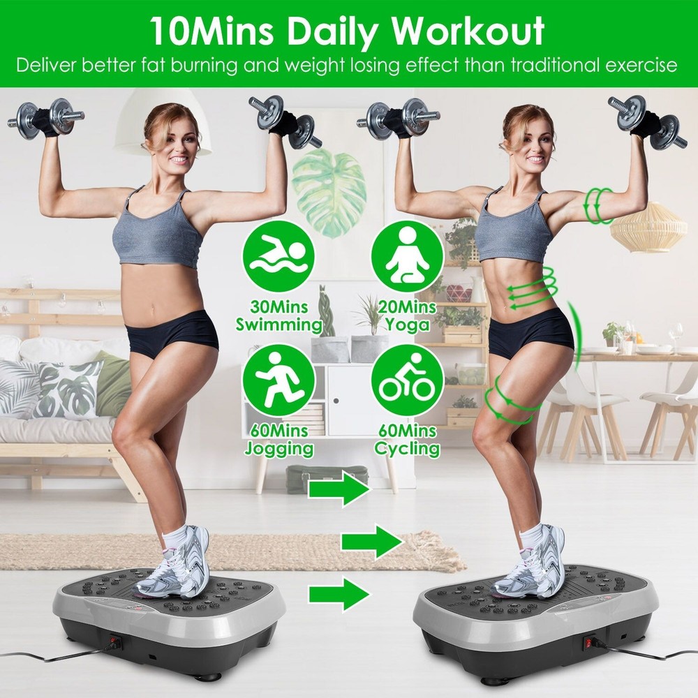 Vibration Plate Exercise Machine With Resistant Bands Remote Control Whole Body
