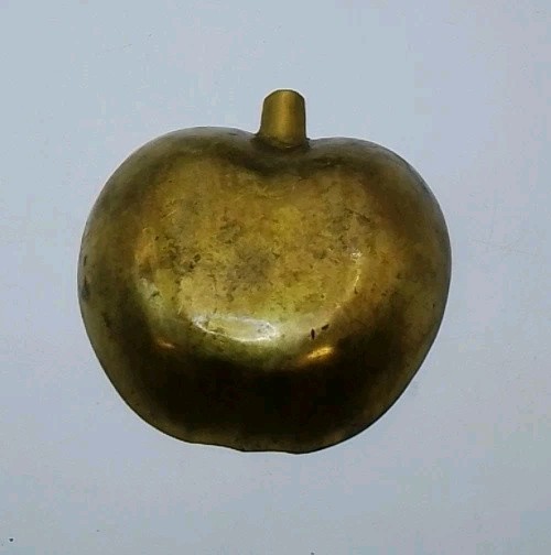Vintage Solid Brass Apple Ashtray MCM Art Deco 3.25"